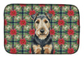 Welsh Terrier Christmas PoinsettIas Dish Drying Mat Absorbent Dish Drying Mat Pad for Kitchen Counter Dish Drainer Mat for Countertop, 14 x 21", Multicolor