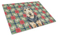 Welsh Terrier Christmas PoinsettIas Cutting Board Tempered Glass Kitchen Cutting Surface, Heat Resistant Chopping, Non-Slip Feet, Food Prep & Serving