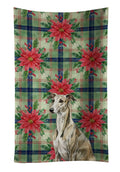 Brindle Whippet Christmas PoinsettIas Kitchen Towel Velour Plush Front and Cotton Loop Back Machine Washable