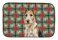 Wire Fox Terrier Christmas PoinsettIas Dish Drying Mat Absorbent Dish Drying Mat Pad for Kitchen Counter Dish Drainer Mat for Countertop, 14 x 21", Multicolor