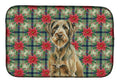 Chestnut Wirehaired Pointing Griffon Christmas PoinsettIas Dish Drying Mat Absorbent Dish Drying Mat Pad for Kitchen Counter Dish Drainer Mat for Countertop, 14 x 21", Multicolor