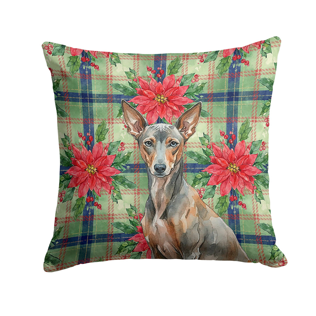 Xoloitzcuintli Christmas PoinsettIas Decorative Throw Pillow 18x18 Indoor Outdoor Accent Cushion, Fabric Cover with Insert for Sofa, Bed, Porch & Living Room