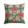 Xoloitzcuintli Christmas PoinsettIas Decorative Throw Pillow 18x18 Indoor Outdoor Accent Cushion, Fabric Cover with Insert for Sofa, Bed, Porch & Living Room