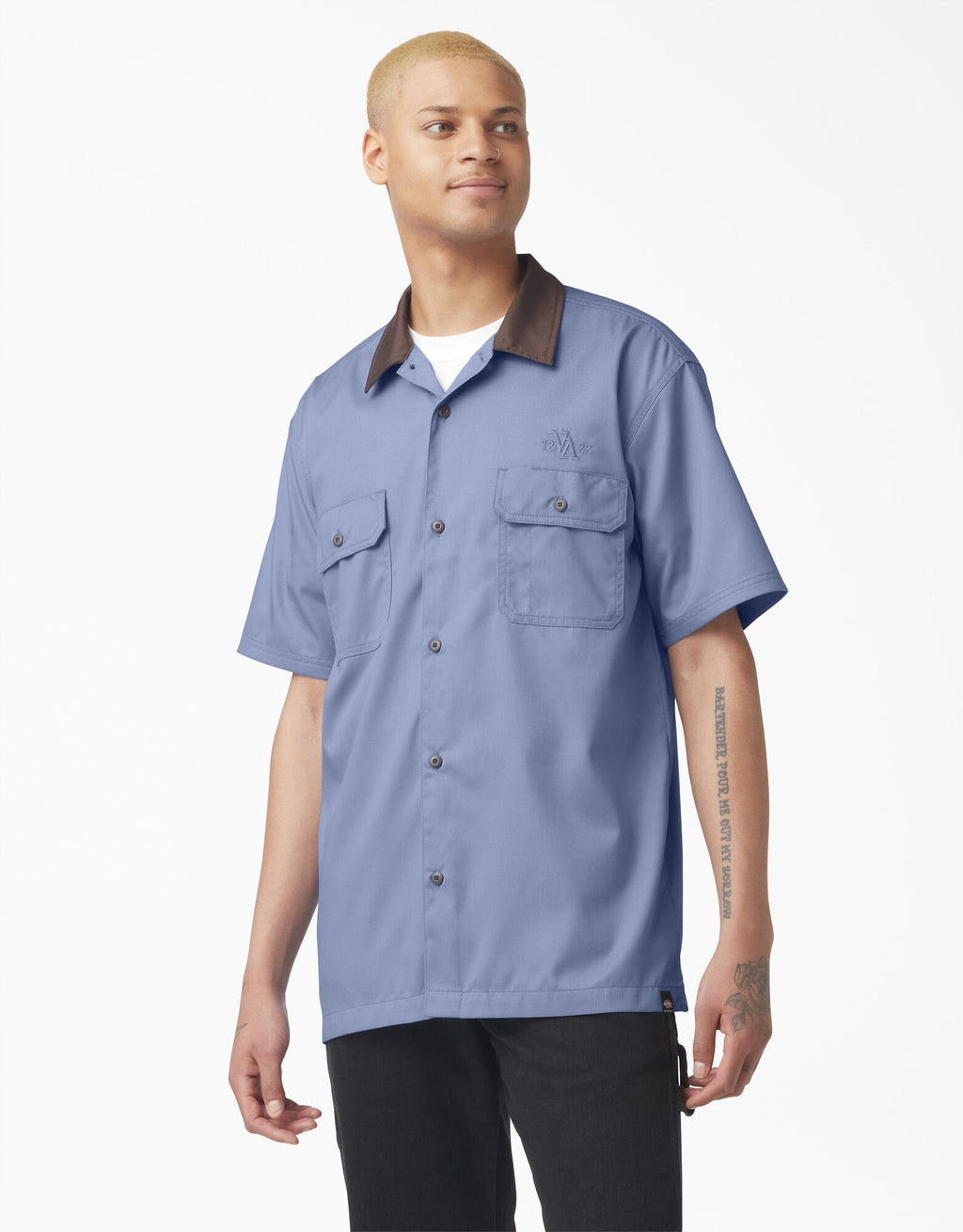 Dickies Vincent Alvarez Block Collar Work Shirt - Gulf Blue
