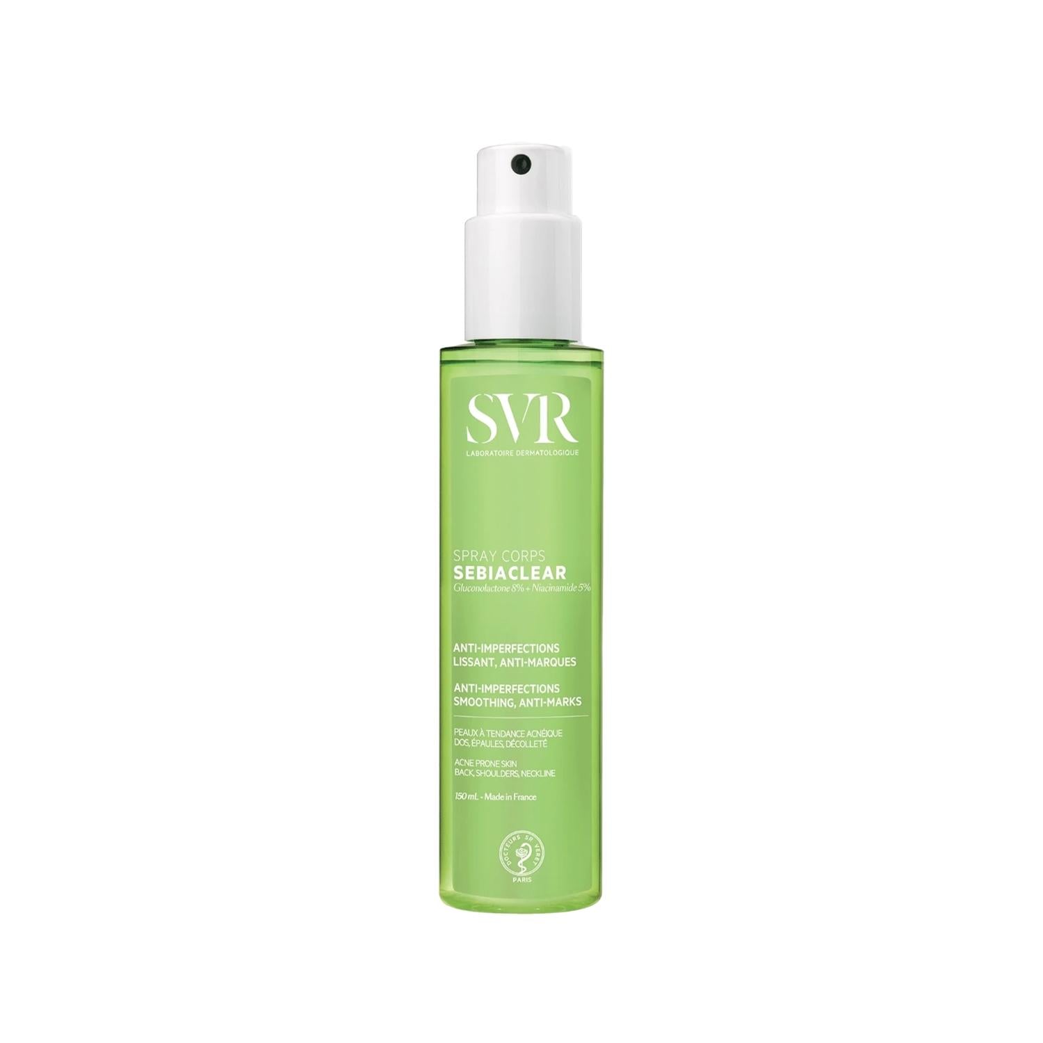 SVR Sebiaclear Acne Reduction Spray for Body - Dermatologically Tested, 150ml - Reduces Body Acne, Easy Application