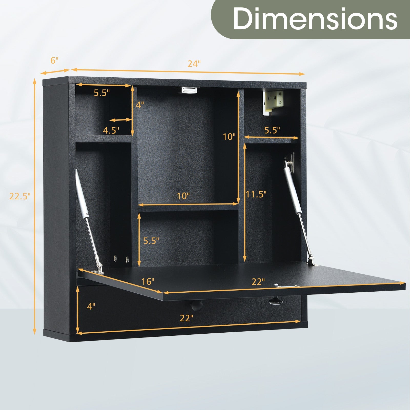 Wall-Mount Floating Desk Foldable Space Saving Laptop Workstation