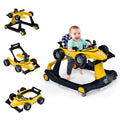 4-in-1 Baby Walker Foldable Activity Push Walker Adjustable Yellow