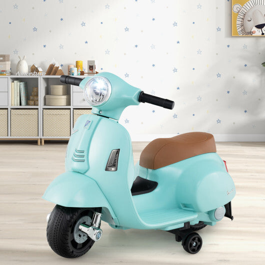 Kids Ride on Motorcycle Licensed Vespa with LED Headlight and Horn Sound - Green