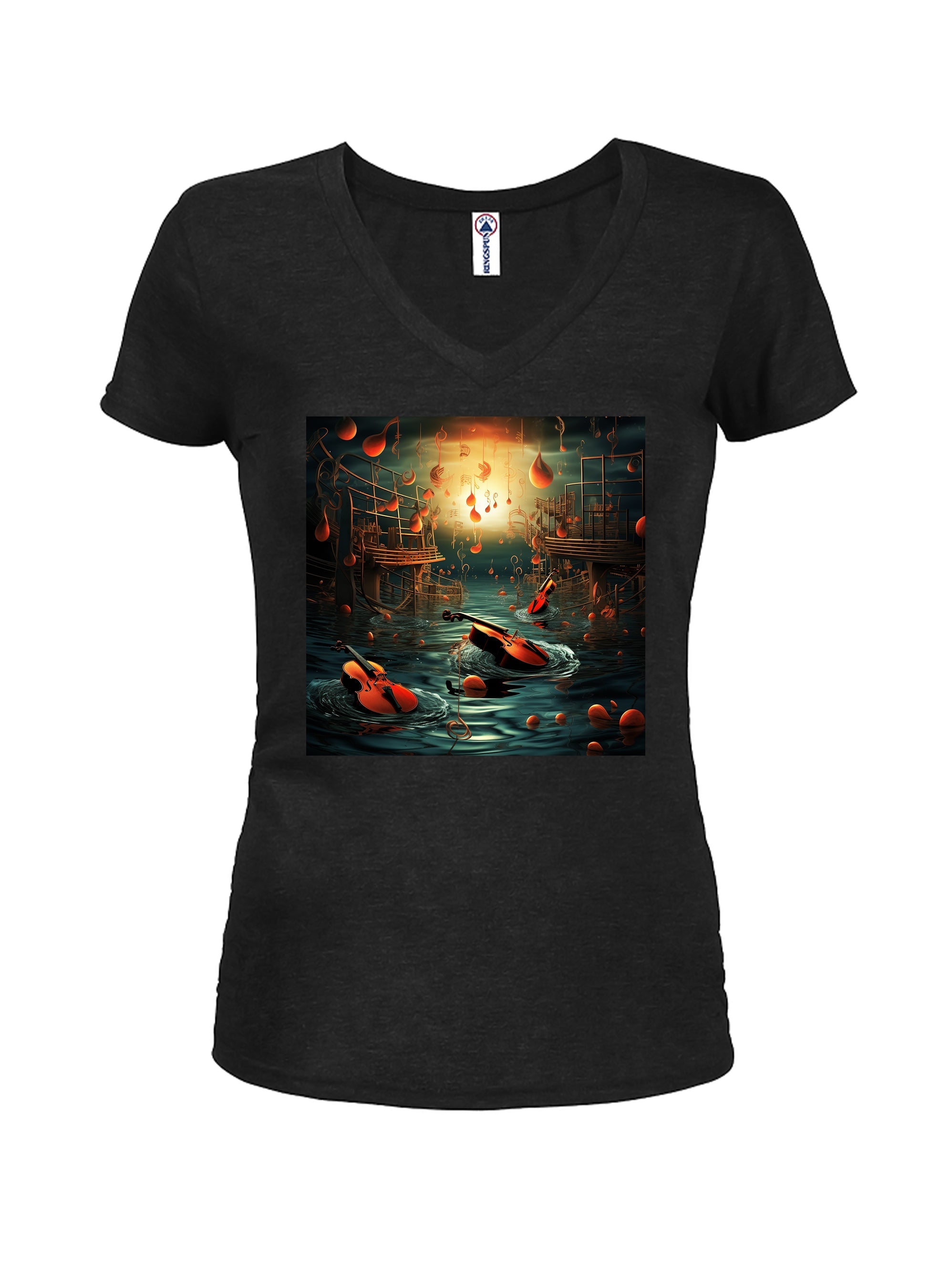 Water Music Juniors V Neck T-Shirt