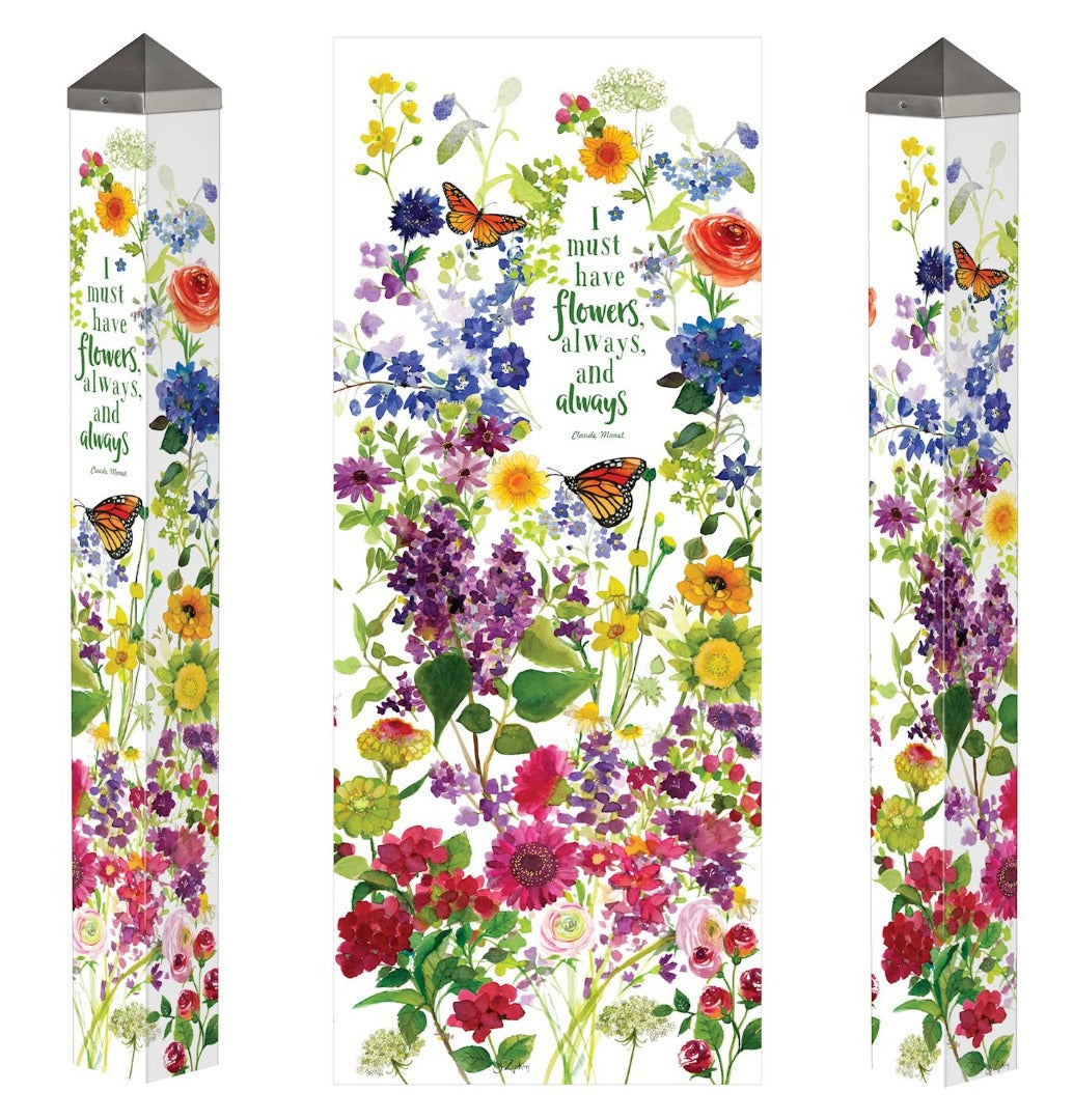 Watercolor Flowers Art Pole 40 Inches