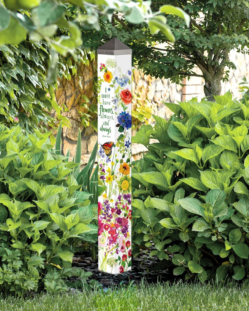 Watercolor Flowers Art Pole 40 Inches