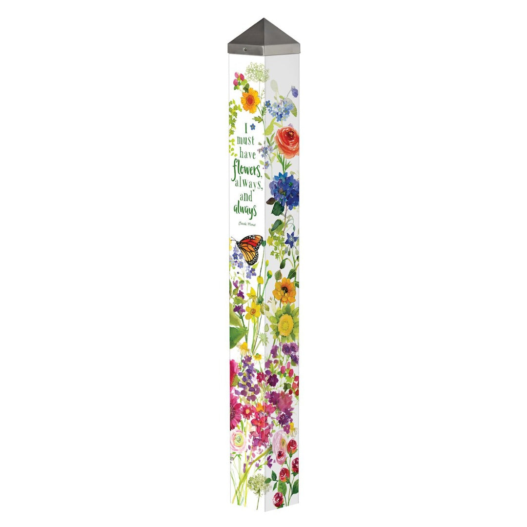 Watercolor Flowers Art Pole 40 Inches