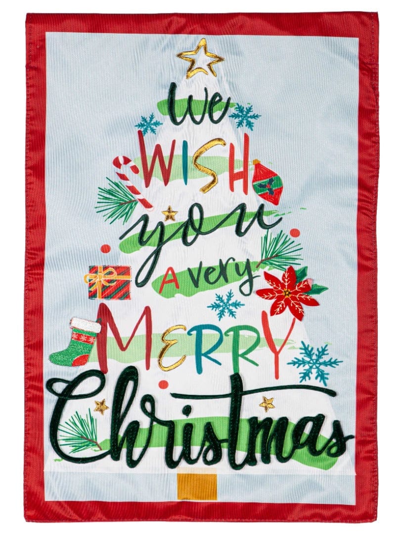 We Wish You A Merry Christmas Garden Flag 2 Sided Applique