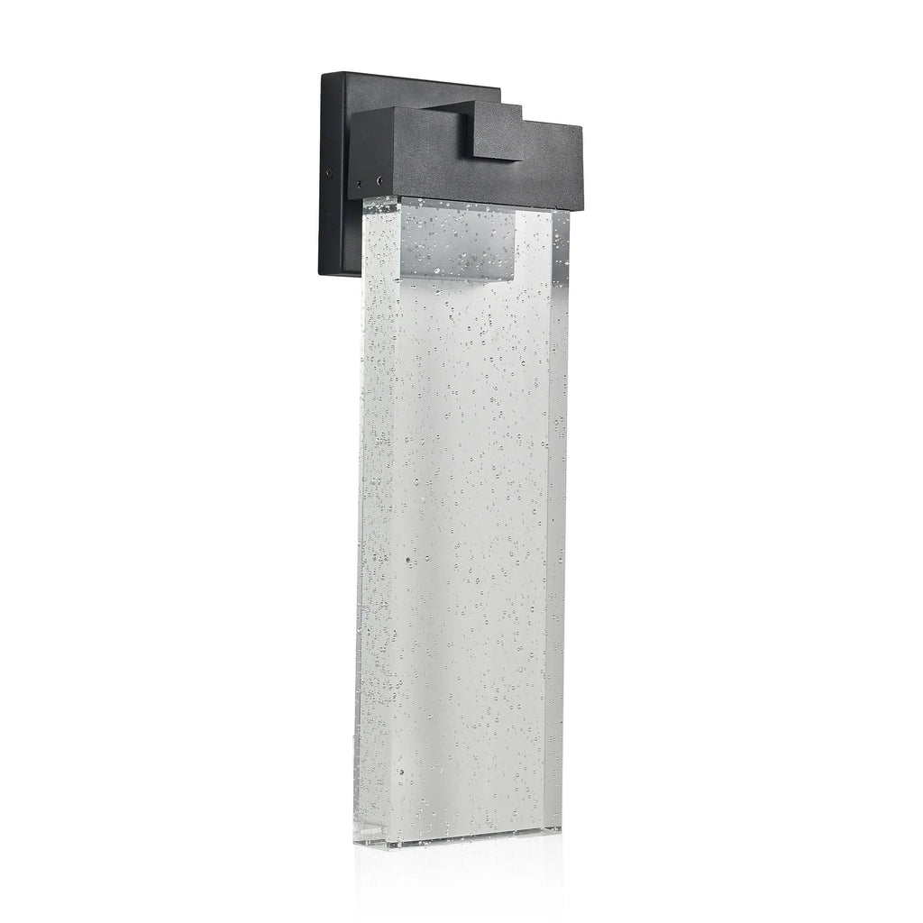 Modern Outdoor LED Wall Sconce – Bubble Crystal Up & Down Light, Weatherproof Black Frame | Porch & Patio