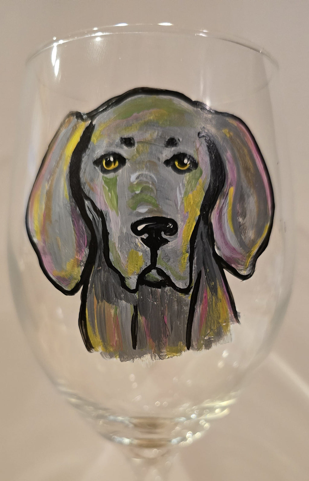 Wine Glass  - Weimaraner Stemmed