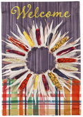 Welcome Corn Wreath Garden Flag 2 Sided Decorative