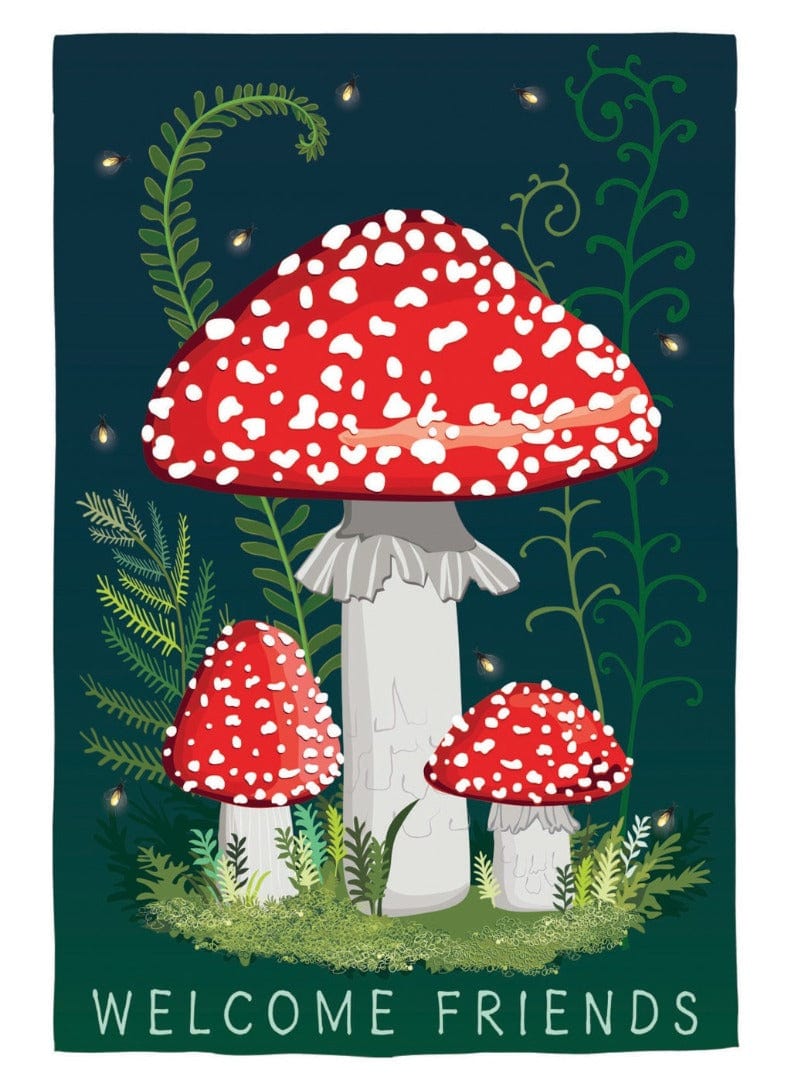 Welcome Friends Mushroom Garden Flag 2 Sided