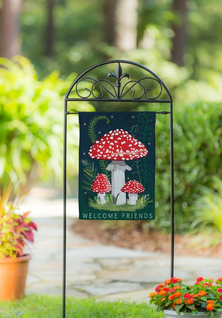 Welcome Friends Mushroom Garden Flag 2 Sided