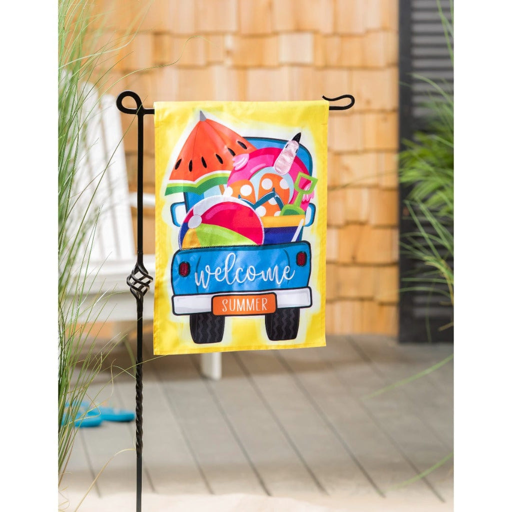 Welcome Summer Truck Garden Flag 2 Sided Applique