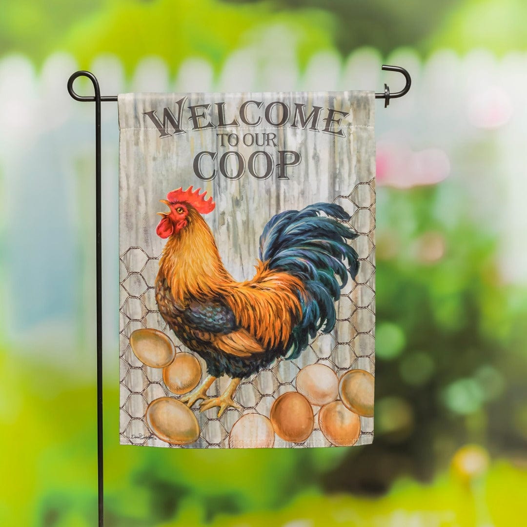 Welcome To Our Coop Garden Flag 2 Sided Chicken