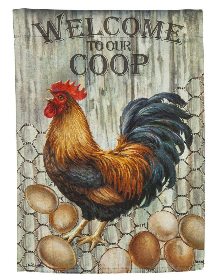 Welcome To Our Coop Garden Flag 2 Sided Chicken