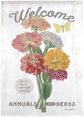 Welcome Zinnias Garden Flag 2 Sided Strie