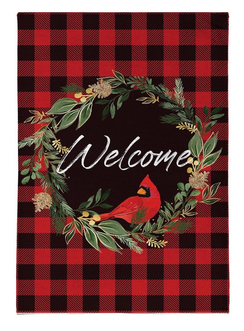 Welcoming Cardinal Wreath 2 Sided Garden Flag