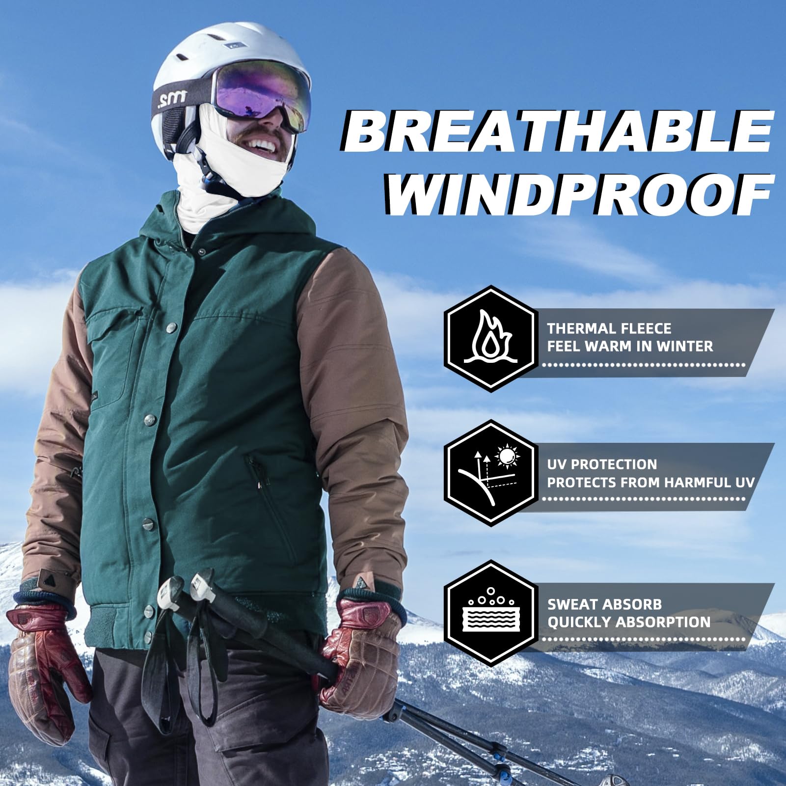 ROCKBROS Cold Weather Windproof Thermal Winter Balaclava Ski Mask Neck Warmer Hood