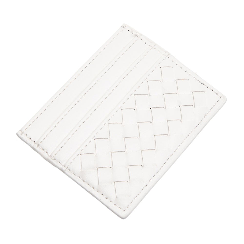 Faux Leather Basket Weave Card Holder Wallet