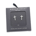 Sterling Silver Dipped CZ Cross Stud Earrings