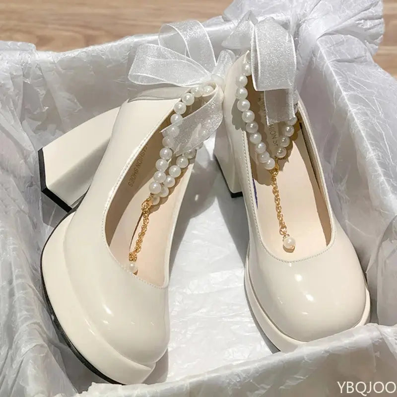 White Mary Jane Heels