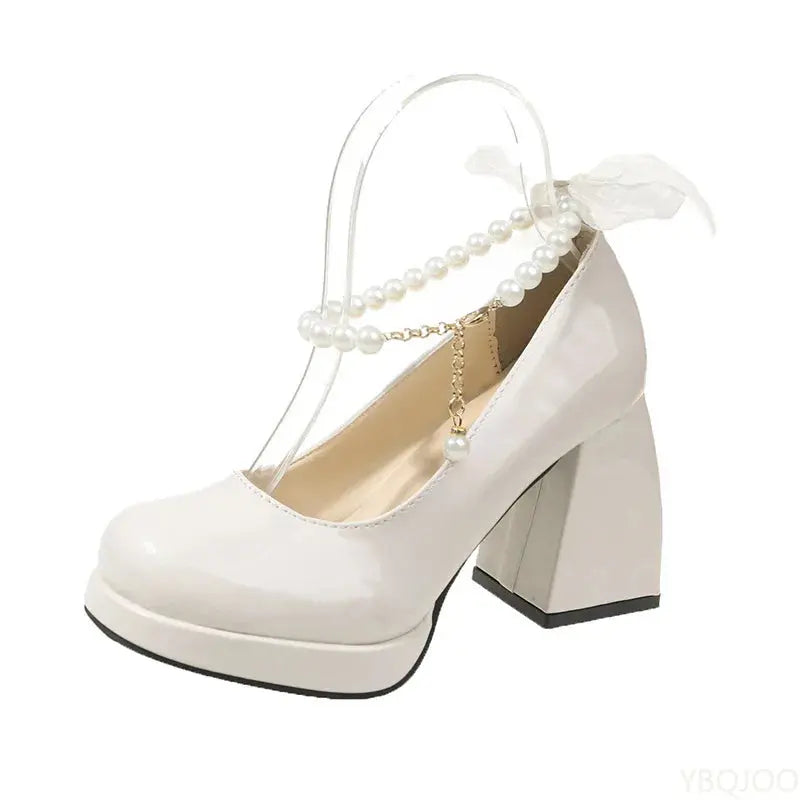White Mary Jane Heels