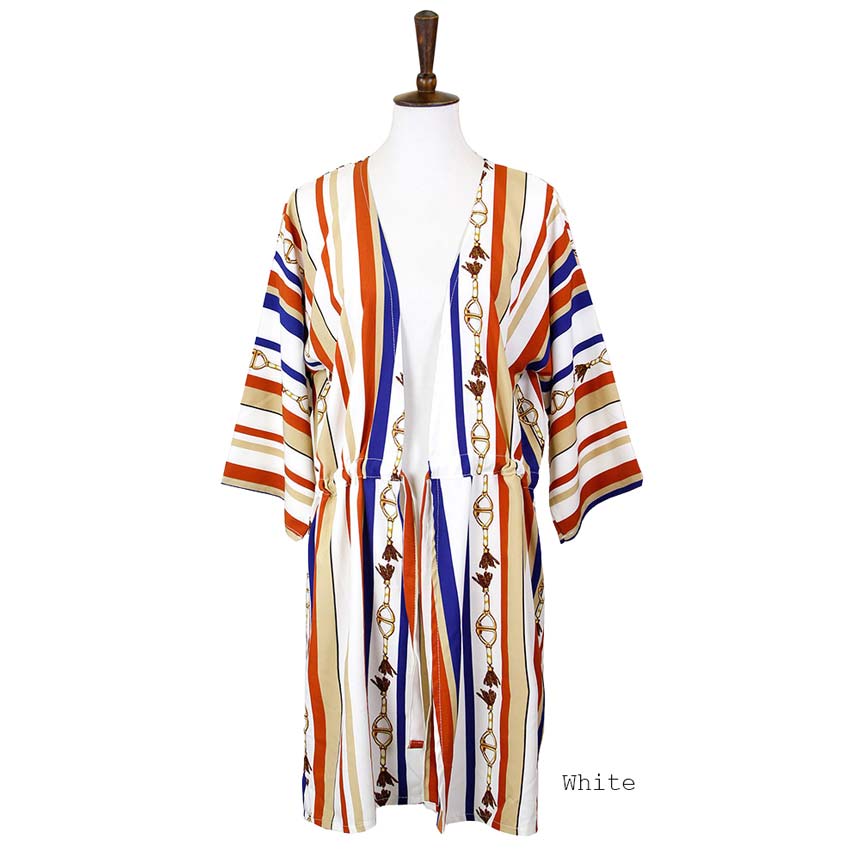 Multi Color Stripe Cover Up Kimono Poncho