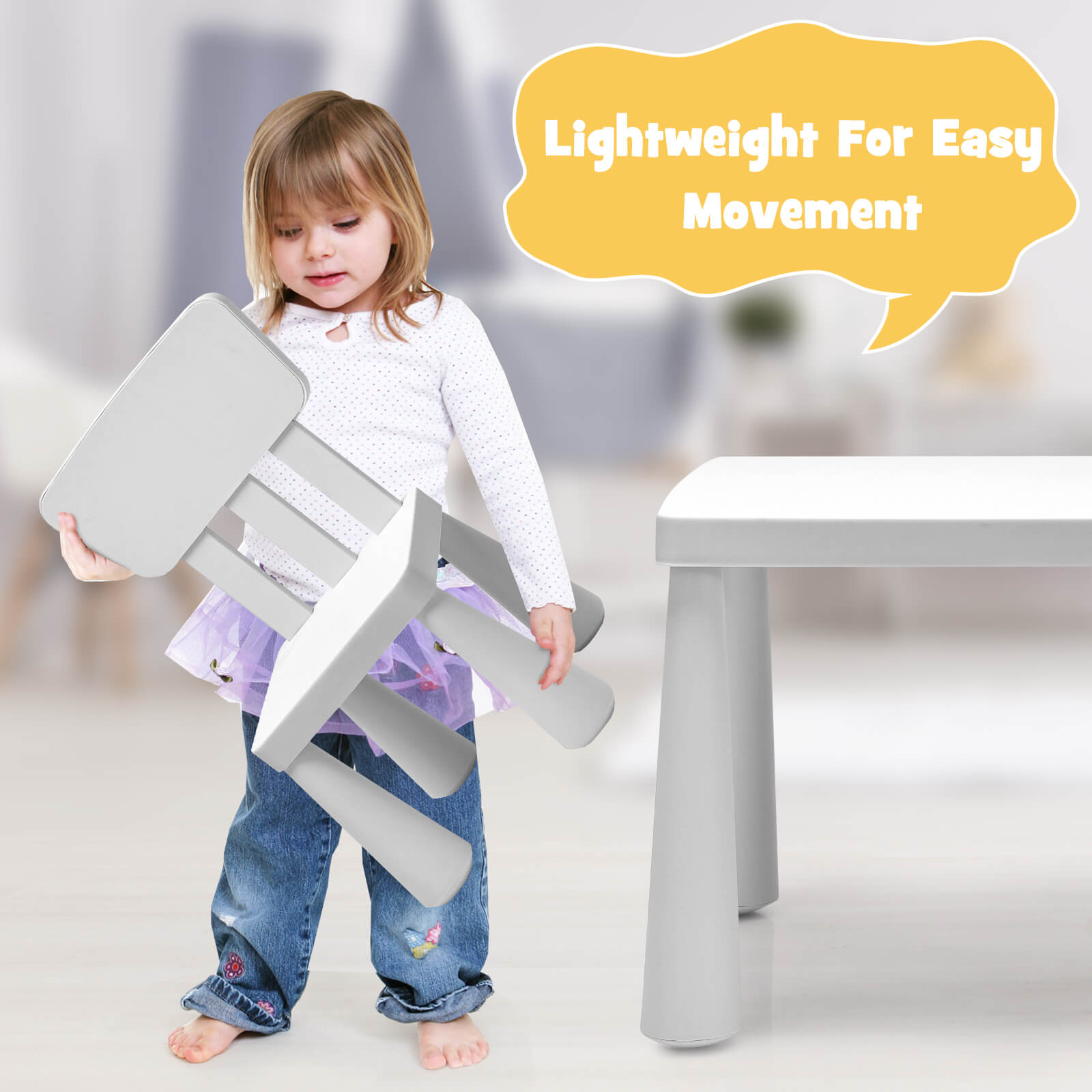 3 Pieces Toddler Multi Activity Play Dining Study Kids Table and Chair Set-White