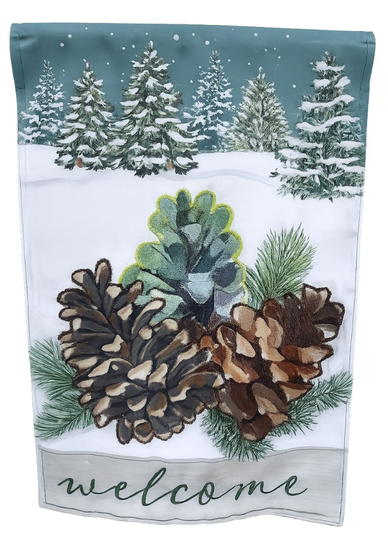 Winter Pinecones 2 Sided Garden Flag