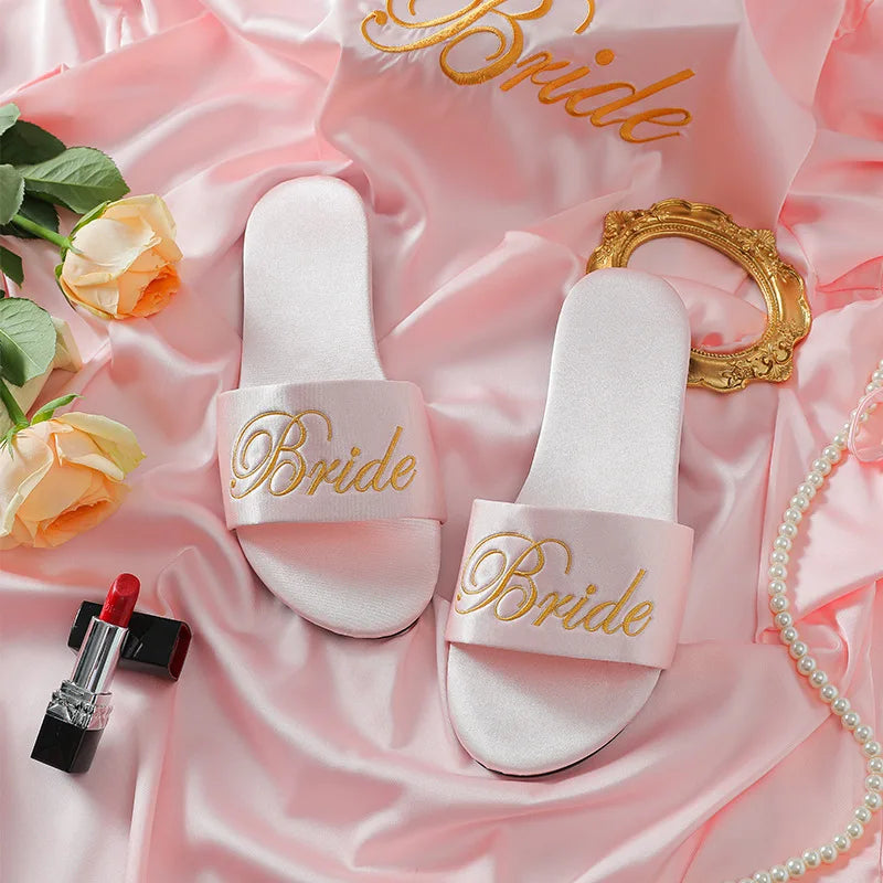 Woman Satin Slippers | Wedding Summer Bride Sandals