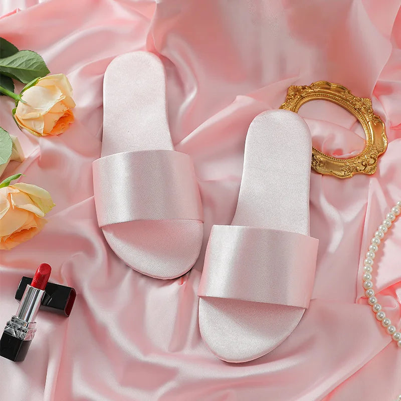 Woman Satin Slippers | Wedding Summer Bride Sandals