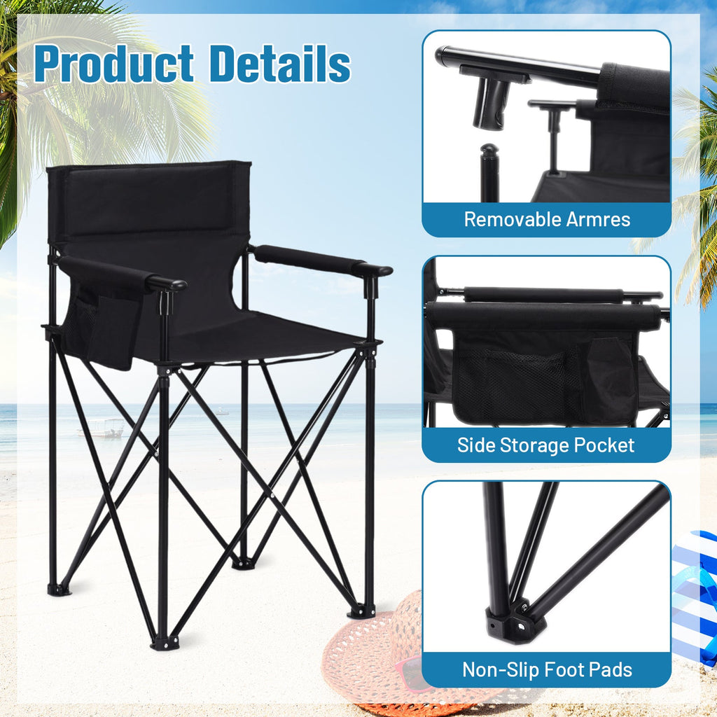 Portable 38 Inch Oversized High Camping Fishing Folding Chair