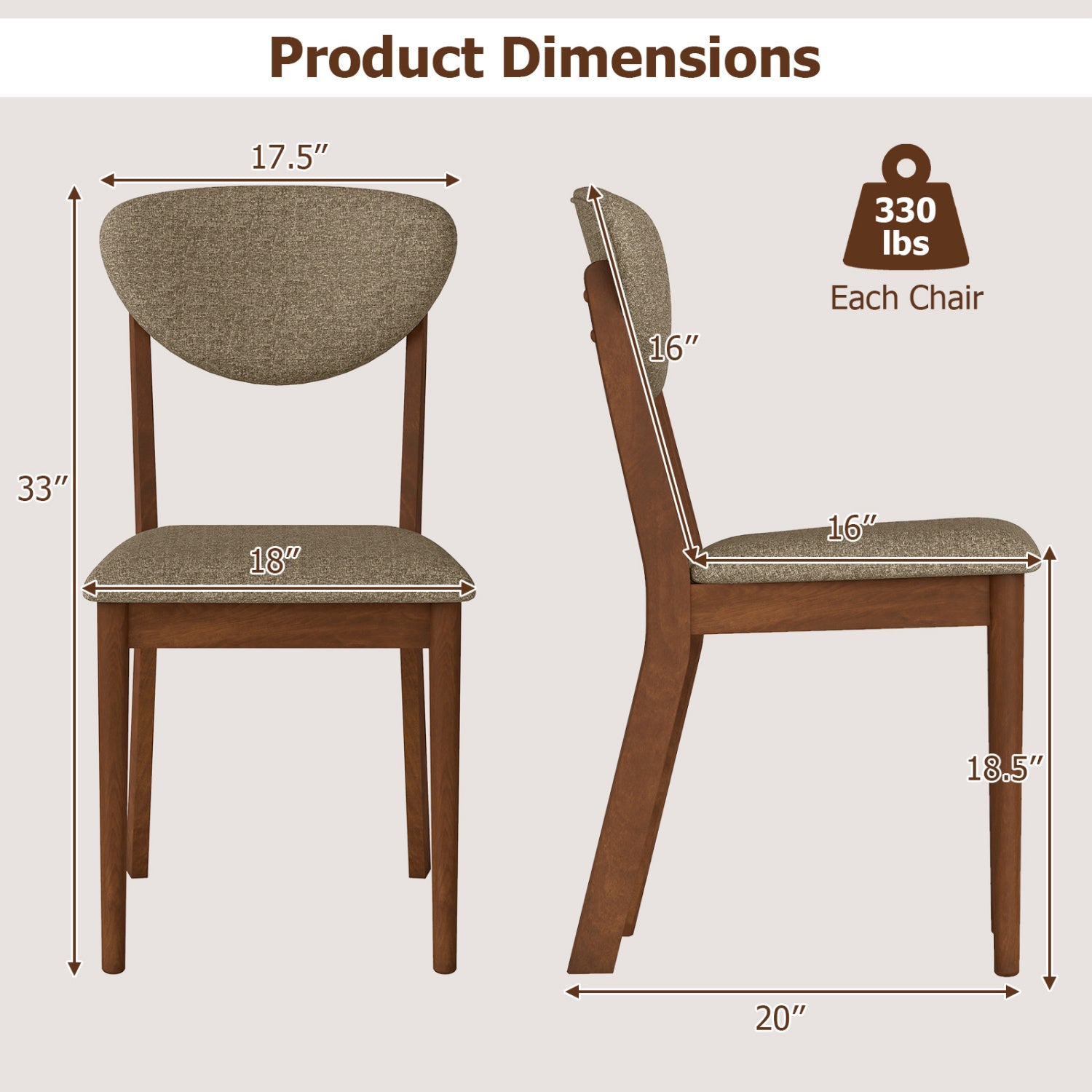 Dining Chairs Set of 4 with Padded Seats and Backrest