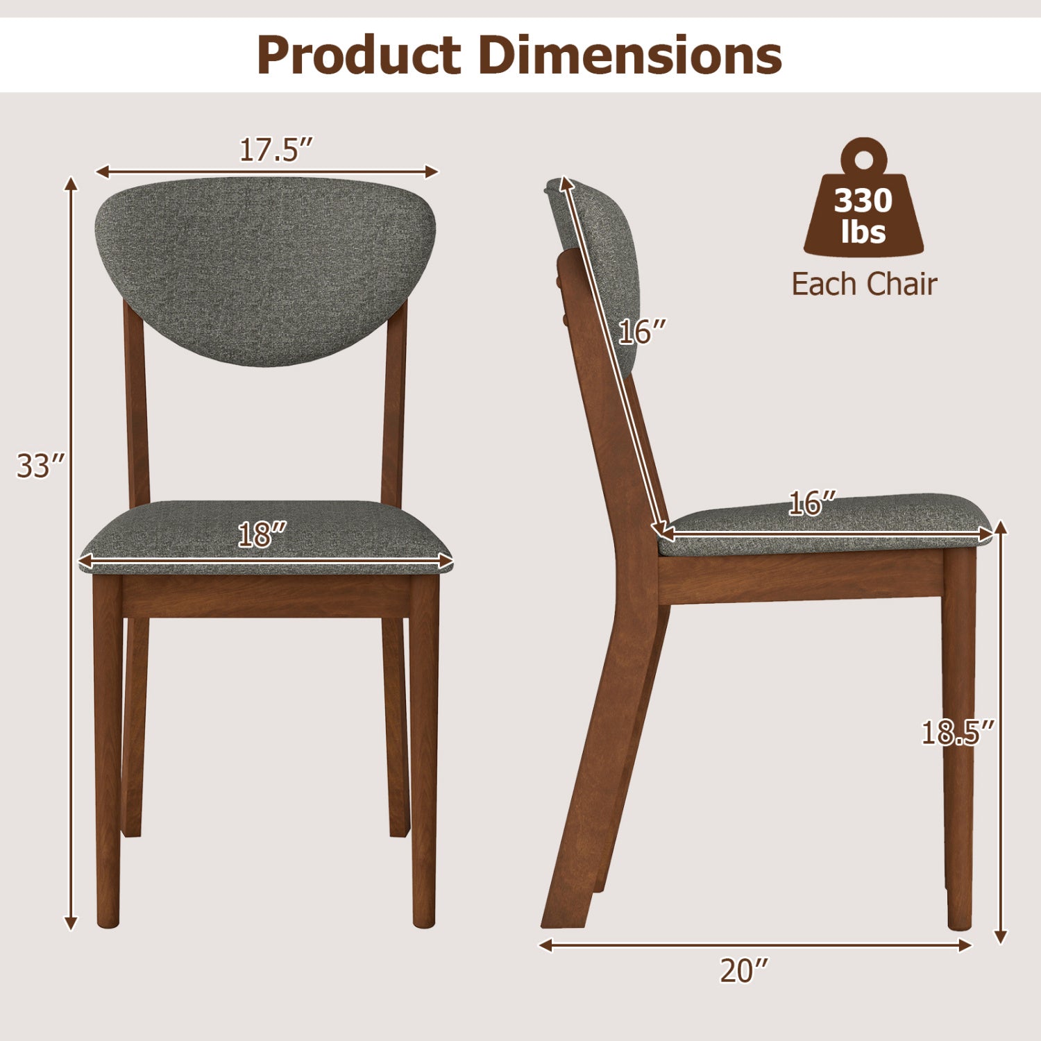 Dining Chairs Set of 4 with Padded Seats and Backrest