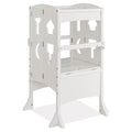 Folding Wooden Step Stool with Lockable Safety Rail for Toddler 3+