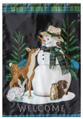 Woodland Snowman and Friends Garden Flag 2 Sided