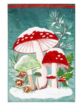 Woodland Winter Mushroom Garden Flag 2 Sided