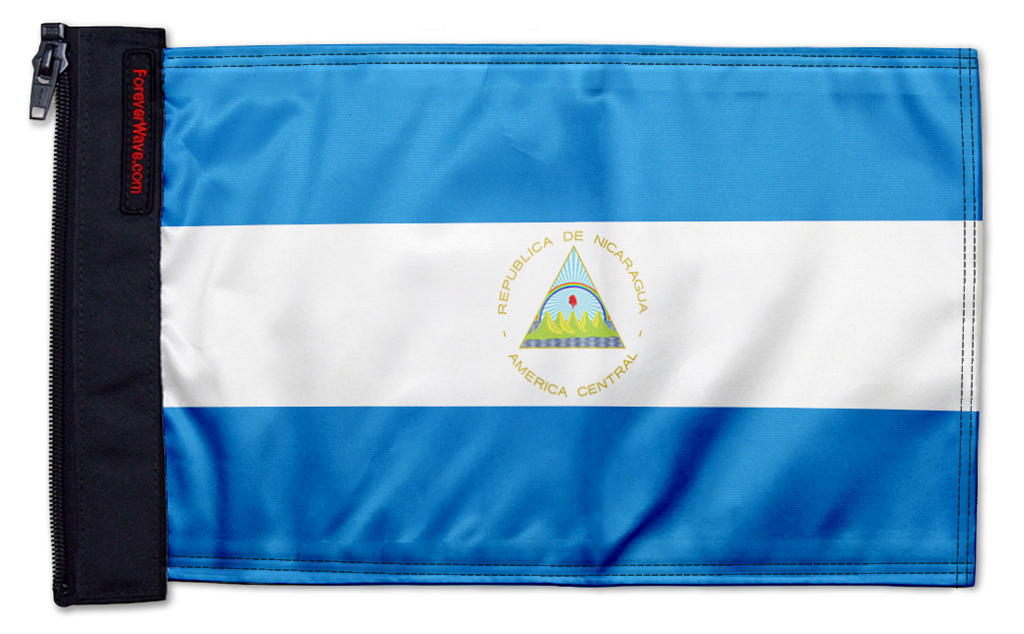 Nicaragua 12"x18" Forever Wave Flag for Jeep Wrangler CJ-7 and CJ-8 1976-1986