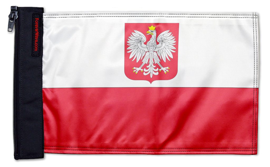 Poland 12"x18" Forever Wave Flag for Jeep Wrangler TJ 1996-2006