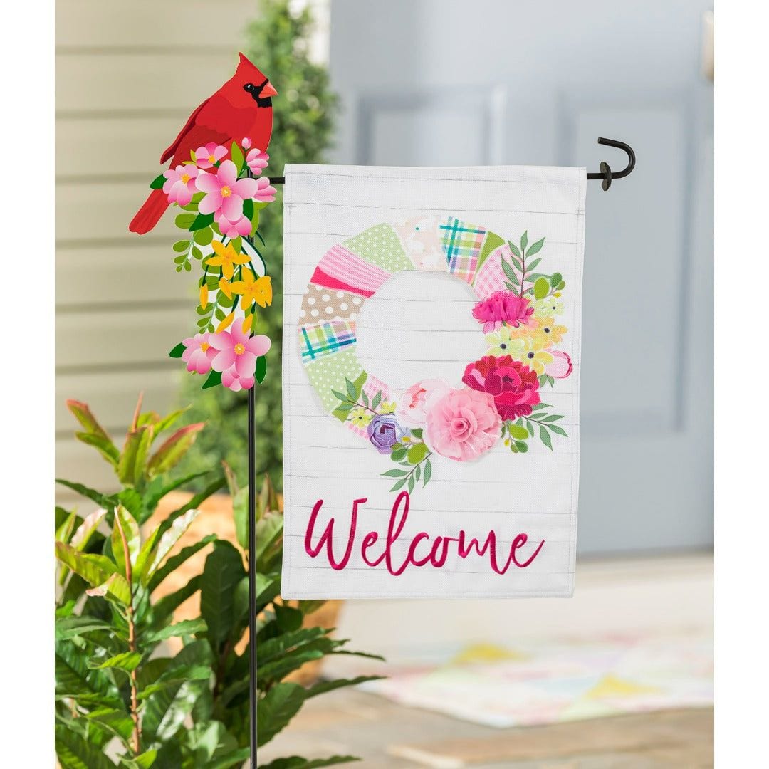 Wrapped Wreath Easter Garden Flag 2 Sided Burlap