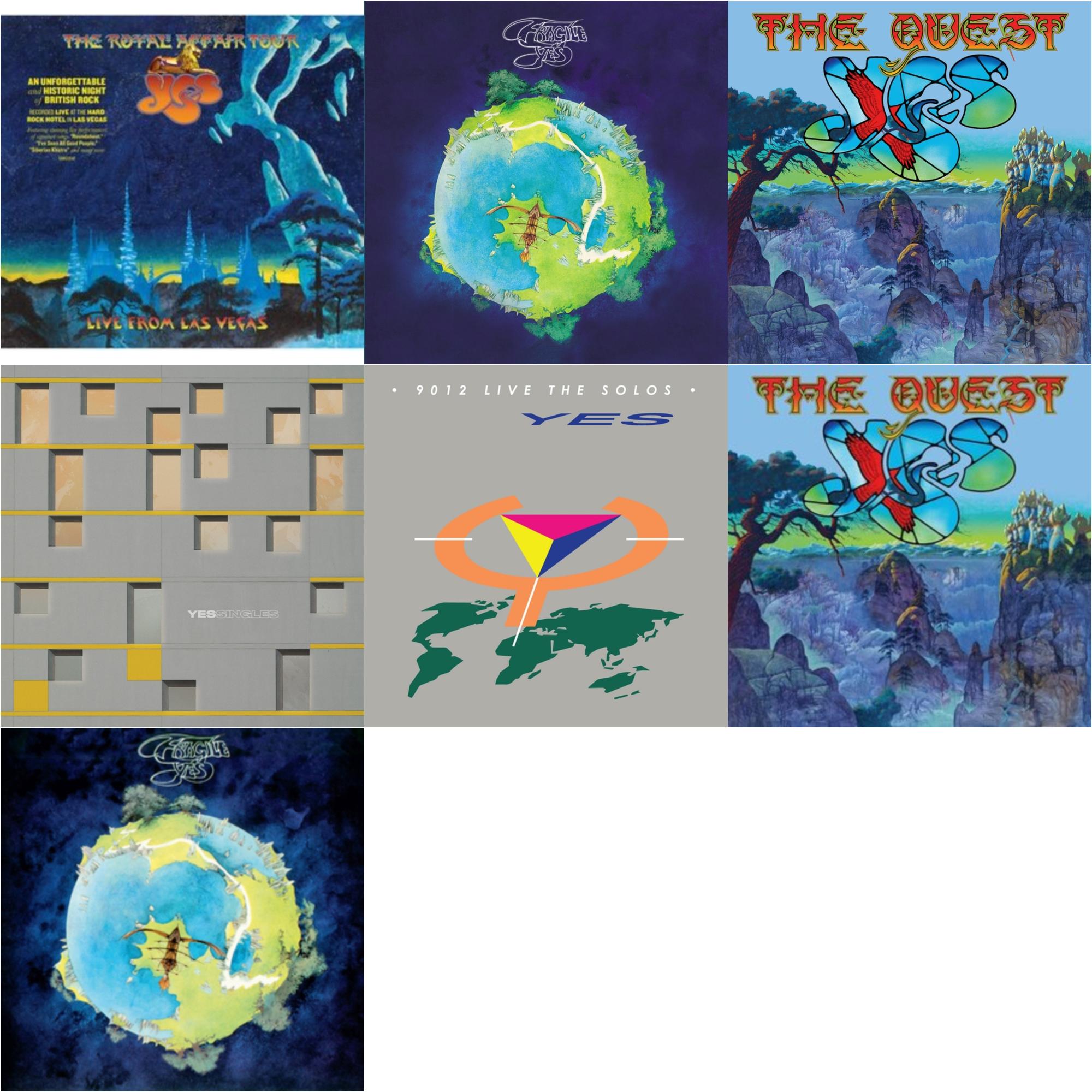Yes - Royal Affair Tour (Live In Las Vegas) & Fragile (Super Deluxe/LP/CD/DVD) & Quest (2LP/2CD/Sky Blue Vinyl) (I) & Yessingles (Yellow/Orange/Black Splatter LP Vinyl) (Rocktober) & 9012Live - The Solos (180G/Limited Edition) & Quest (2LP/2CD) &