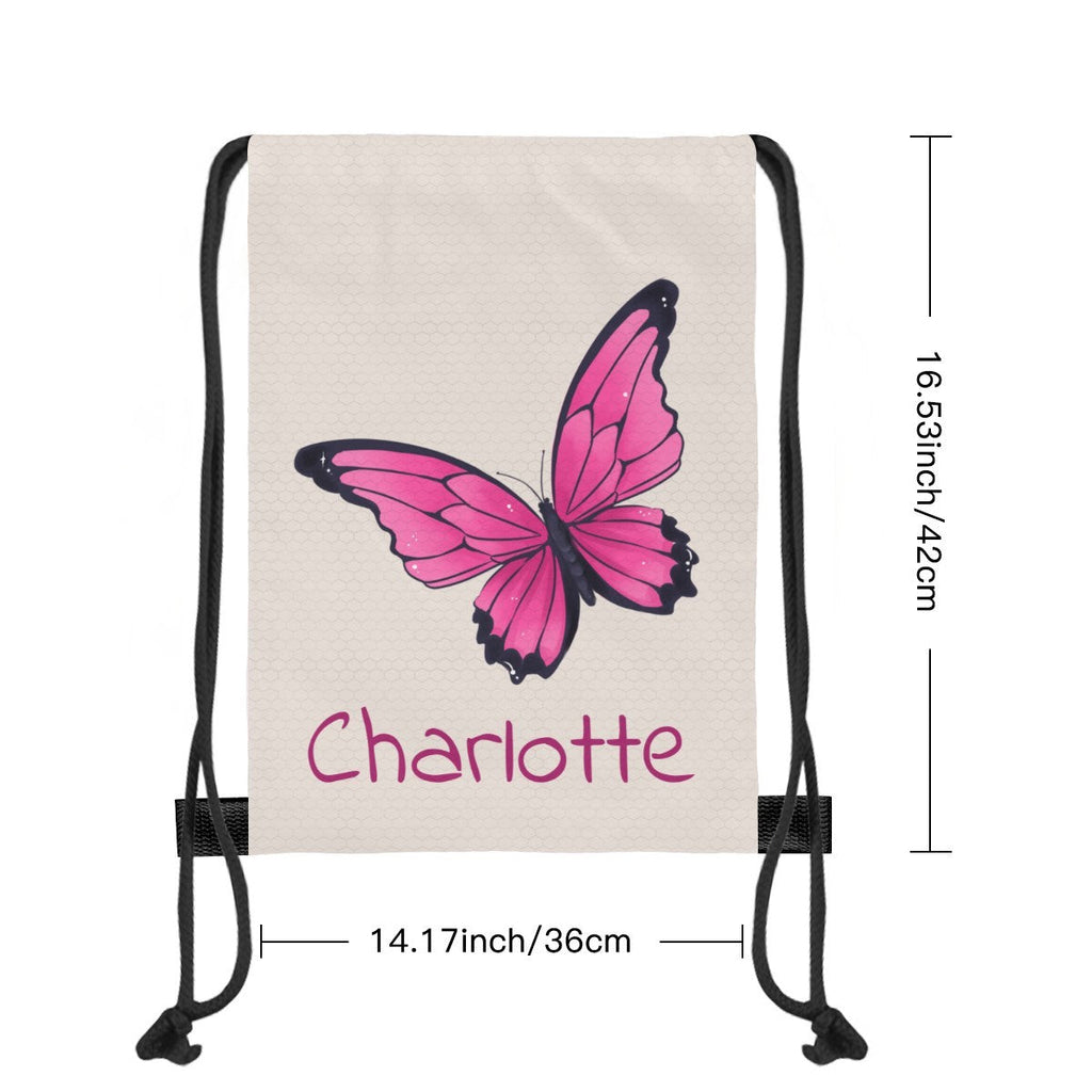 Personalized Butterfly Drawstring Bag with Custom Name – Custom Name Gift for Girls