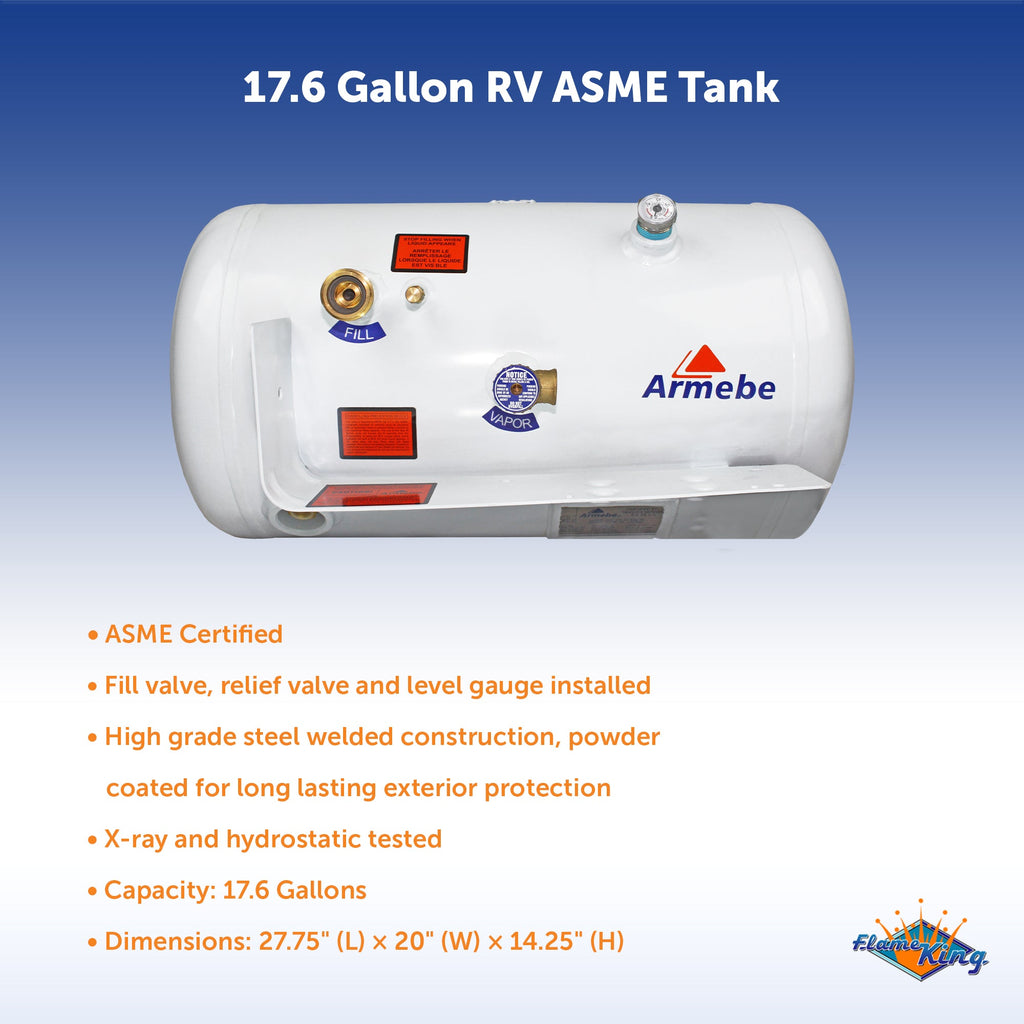 Flame King 17.6 Gal ASME RV Trailer Propane Cylinder Tank