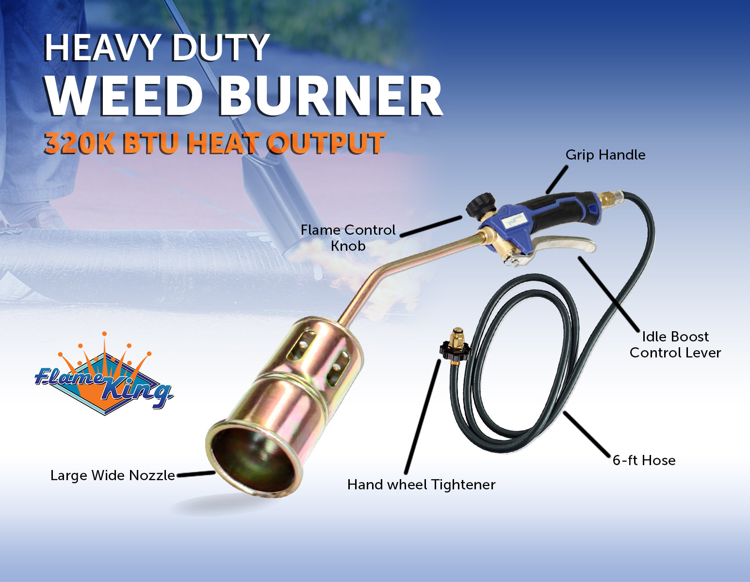 Flame King Propane Torch Weed Burner with Blast Trigger 320,000 BTU